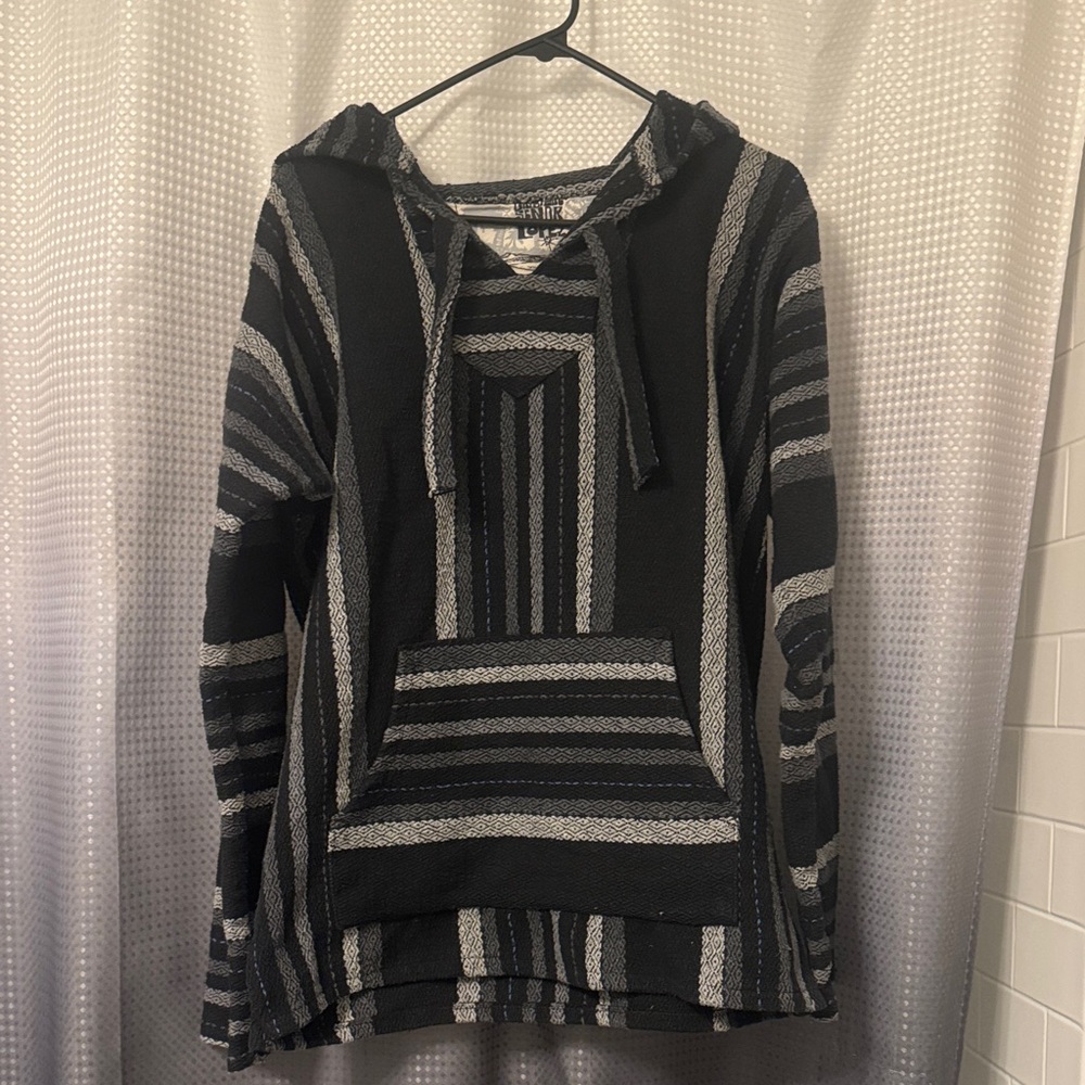 Striped Black and Gray Hoodie